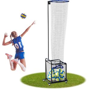 Volleyball Setter Trainer Net Adjustable Height and Angle Home Volleyball Trainer Net with Wheels and Collection Bag Volleyball Training Equipment for Both Indoor and Outdoor Training