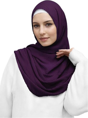 حجاب مطوي من القطن الفاخر للنساء المسلمات، وشاح رأس طويل شال خفيف الوزن in Saudi Arabia