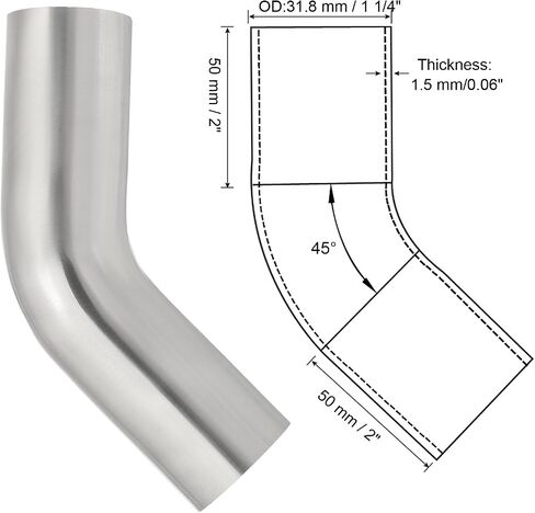 PATIKIL 45 Degree Bend Elbow, 1 8/9inch OD Sanitary Exhaust Pipe Elbow Intercooler Pipe Mandrel Elbow Connector Tube for Welding Brewery Equipment HVAC Stair Handrail, 2 Pcs in Saudi Arabia