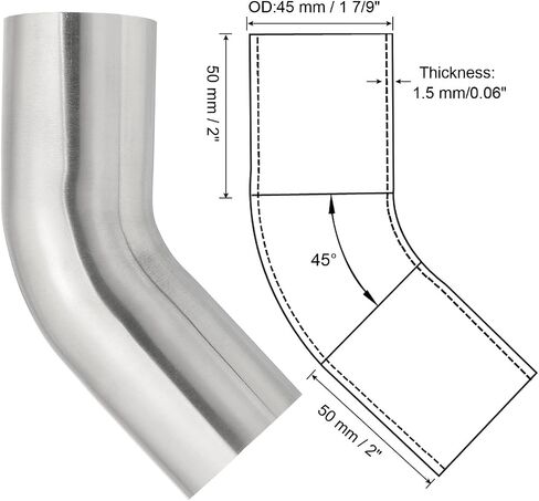 PATIKIL 45 Degree Bend Elbow, 1 8/9inch OD Sanitary Exhaust Pipe Elbow Intercooler Pipe Mandrel Elbow Connector Tube for Welding Brewery Equipment HVAC Stair Handrail, 2 Pcs in Saudi Arabia
