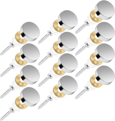 Mirror Screws, 12 PCS Stainless Steel Screw Cover Cap, 0.63"/16mm Diameter Decorative Caps Cover Nails Mirror Screws Fasteners for Bathroom Mirror Panels Kitchen Ceiling Arts Craft Sign Ad Nail Silver in Saudi Arabia