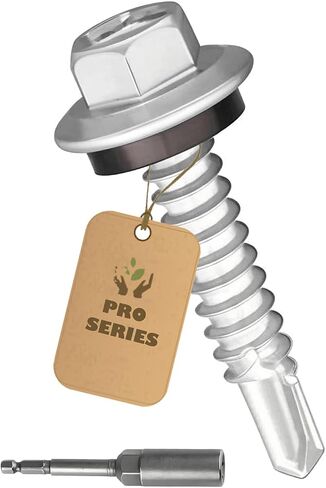 180PCS #12 X 1-1/4" Self-Drilling-Metal-Roofing-Screws,Hex-Head-EPDM-Washer Silver-Coated-Carbon-Steel-Roofing-Fasteners-Metal-to-Wood, Sheet-Metal-Screws-Metal to Metal,Hex Socket Included in Saudi Arabia