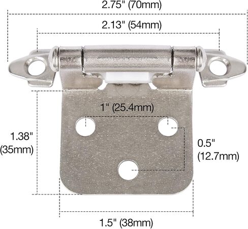 50 Pack Cabinets Hinges Brushed Nickel 1/2" Overlay Satin Nickel Hinges for Kitchen Cabinets Doors Slow Closing Cabinet Hinges Hardware Self-Closing Cabinet Hinges RV Semi-Concealed Cupboard Hinges in Kuwait