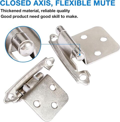 50 Pack Cabinets Hinges Brushed Nickel 1/2" Overlay Satin Nickel Hinges for Kitchen Cabinets Doors Slow Closing Cabinet Hinges Hardware Self-Closing Cabinet Hinges RV Semi-Concealed Cupboard Hinges in Kuwait