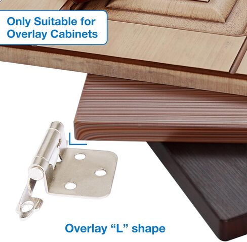 50 Pack Cabinets Hinges Brushed Nickel 1/2" Overlay Satin Nickel Hinges for Kitchen Cabinets Doors Slow Closing Cabinet Hinges Hardware Self-Closing Cabinet Hinges RV Semi-Concealed Cupboard Hinges in Kuwait