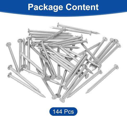 uxcell 144Pcs Small Hardware Nails, 6D x 2" 304 Stainless Steel Round Head Nail Common Finishing Nail for Household Woodworking Picture Hanging DIY Projects, Silver in Saudi Arabia