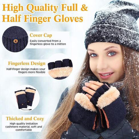 ShinyMatch 2 Pairs Winter USB Heated Gloves and Knitted Gloves Set for Women Men Thermal Half and Full Finger Hand Warmer Gloves in Saudi Arabia