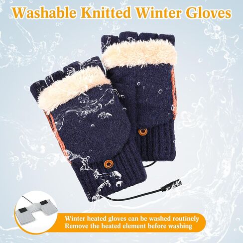 ShinyMatch 2 Pairs Winter USB Heated Gloves and Knitted Gloves Set for Women Men Thermal Half and Full Finger Hand Warmer Gloves in Saudi Arabia