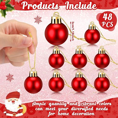 Sumind 48 Pieces Christmas Ball Ornaments Mini Matte Multicolor Christmas Hanging Ball Ornament Xmas Ball Tree Decorations Miniature Balls for Christmas Tree Party Decor (Multicolored,1.2 Inch) in Saudi Arabia