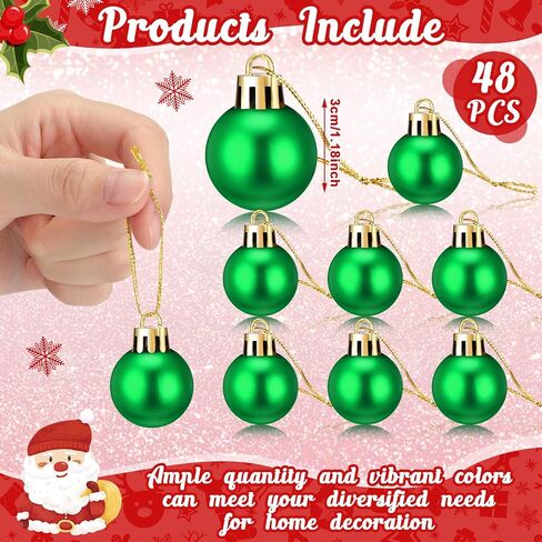 Sumind 48 Pieces Christmas Ball Ornaments Mini Matte Multicolor Christmas Hanging Ball Ornament Xmas Ball Tree Decorations Miniature Balls for Christmas Tree Party Decor (Multicolored,1.2 Inch) in Saudi Arabia