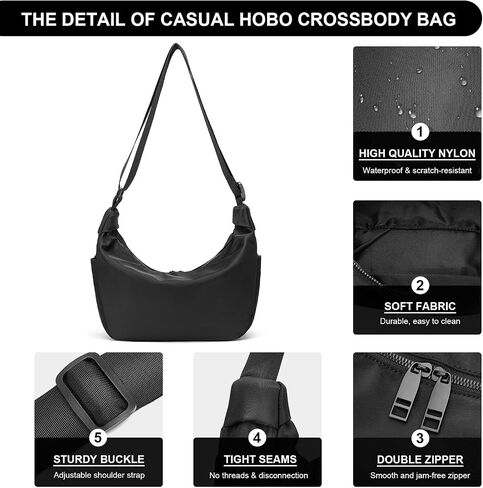 CORALDAISY Crescent Bag Hobo Crossbody Bags for Women Tote Handbag Ruched Shoulder Bag Lightweight Casual Sling Bag in Saudi Arabia