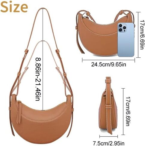 Saddle Bag for Women Crescent Bag Shoulder Bag Purse Hobo Handbag Leather in Saudi Arabia