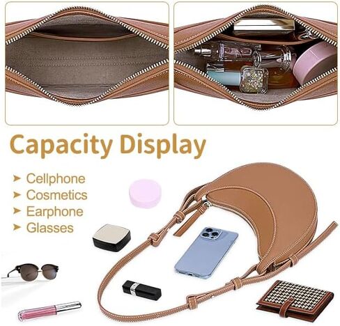 Saddle Bag for Women Crescent Bag Shoulder Bag Purse Hobo Handbag Leather in Saudi Arabia