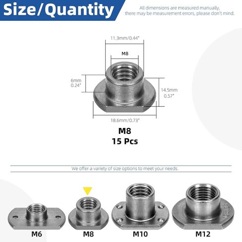 Glarks 15Pcs Weld Nuts, M6 Tab Base UNC Carbon Steel Machine Screw T-Nuts 2 Projection for Furniture Vehicles Caster Industry Machine in Saudi Arabia