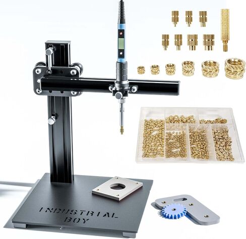 Heat Insert Press Machine - Vertical Heat Set Tool with Interchangeable Tips (M2/M2.5/M3/M4/M5/M6/M8) for Knurled Copper & Brass Threaded Inserts for Plastic Parts (Heat Insert Press + 400 Inserts) in Saudi Arabia
