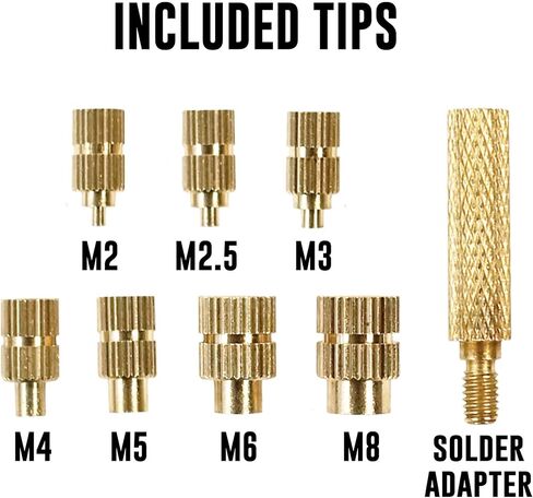Heat Insert Press Machine - Vertical Heat Set Tool with Interchangeable Tips (M2/M2.5/M3/M4/M5/M6/M8) for Knurled Copper & Brass Threaded Inserts for Plastic Parts (Heat Insert Press + 400 Inserts) in Saudi Arabia