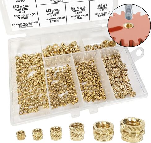 Heat Insert Press Machine - Vertical Heat Set Tool with Interchangeable Tips (M2/M2.5/M3/M4/M5/M6/M8) for Knurled Copper & Brass Threaded Inserts for Plastic Parts (Heat Insert Press + 400 Inserts) in Saudi Arabia