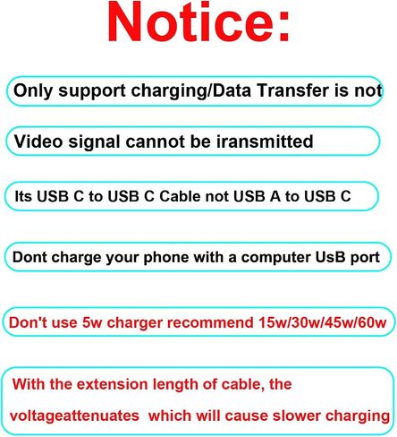 25FT Extra Long USB C to USB C Charging Cable, Charge Only 60W Fast Charger Cord, Nylon Braided Long Reach Type C Cable for iPhone 15/16/17, iPad, Samsung Galaxy, Android, No Data Sync in Kuwait