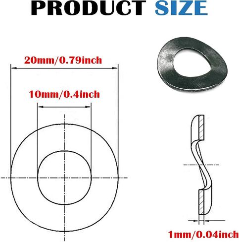 M6 Metric Wave Spring Washer,Carbon Steel Spring Wave Washer Gasket,Wave Spring Washers with Black Oxidized Finish for Screw Bolt(100Pcs) in Kuwait
