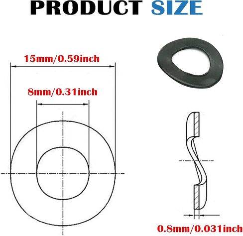 M6 Metric Wave Spring Washer,Carbon Steel Spring Wave Washer Gasket,Wave Spring Washers with Black Oxidized Finish for Screw Bolt(100Pcs) in Kuwait