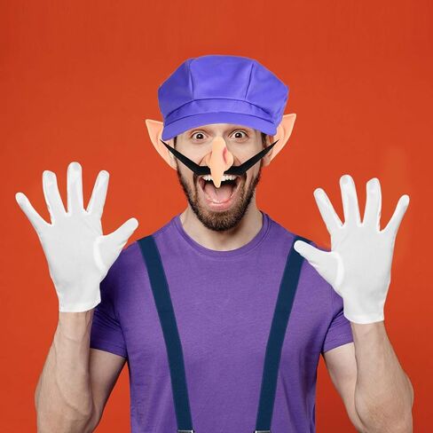 Kavoc Halloween Super Role Play Bros Costume Include Plumber Hat Suspenders Gloves Beard Buttons for Men Women Dress Up in Saudi Arabia