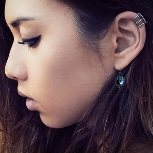 Gothic Witch Earrings for Women Vintage Gothic Mystery Witch Cameo Earrings Punk Style Crystal Glass Witch Dangle Earrings Gothic Witch Jewelry in Saudi Arabia