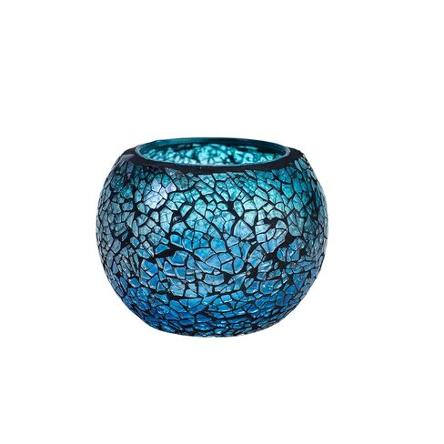 ELEGANTZ Tealight شموع حامل زينة مركزية للطاولة - حامل شموع زجاجي فاخر من الفسيفساء - ديكور مركزي لطاولة الطعام - حامل شموع أنيق وحديث - مجموعة من 2 - أرجواني أزرق in Saudi Arabia
