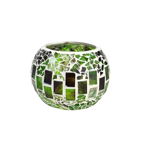 ELEGANTZ Tealight شموع حامل زينة مركزية للطاولة - حامل شموع زجاجي فاخر من الفسيفساء - ديكور مركزي لطاولة الطعام - حامل شموع أنيق وحديث - مجموعة من 2 - أرجواني أزرق in Saudi Arabia