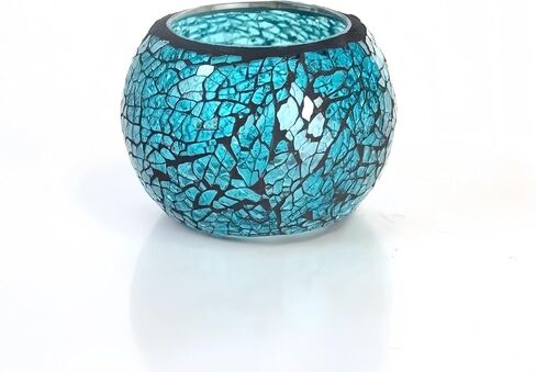 ELEGANTZ Tealight شموع حامل زينة مركزية للطاولة - حامل شموع زجاجي فاخر من الفسيفساء - ديكور مركزي لطاولة الطعام - حامل شموع أنيق وحديث - مجموعة من 2 - أرجواني أزرق in Saudi Arabia