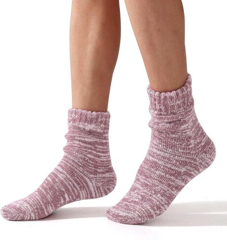 Merino Wool Socks Full Cushion Terry Fuzzy Crew Socks For Women Hiking Knit Thick Winter Warm Slouchy Socks in Saudi Arabia