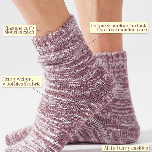 Merino Wool Socks Full Cushion Terry Fuzzy Crew Socks For Women Hiking Knit Thick Winter Warm Slouchy Socks in Saudi Arabia