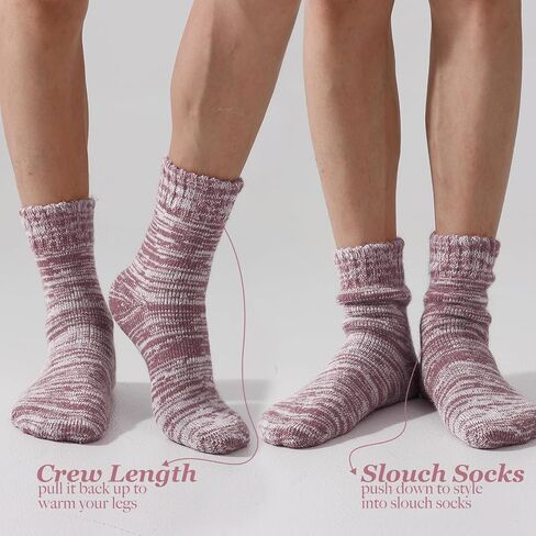 Merino Wool Socks Full Cushion Terry Fuzzy Crew Socks For Women Hiking Knit Thick Winter Warm Slouchy Socks in Saudi Arabia