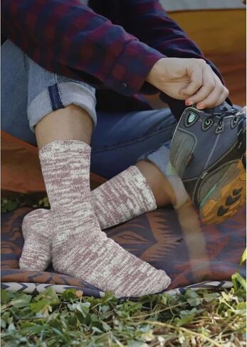 Merino Wool Socks Full Cushion Terry Fuzzy Crew Socks For Women Hiking Knit Thick Winter Warm Slouchy Socks in Saudi Arabia