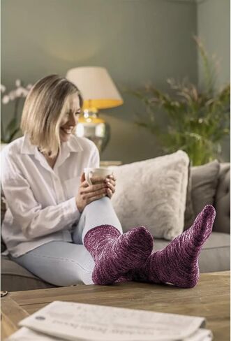 ميرينو جوارب من الصوف. وسادة كاملة تيري غامض طاقم الجوارب للنساء المشي لمسافات طويلة متماسكة سميكة الشتاء الدافئة مترهل الجوارب in Kuwait