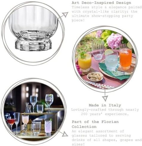 Bormioli Rocco Florian 12.6 oz. Double Old Fashioned DOF Glasses, Lucent Blue, Set of 4 in Kuwait