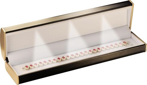 صندوق السوار الأسود LED للمجوهرات. صندوق هدايا مجوهرات فاخر بسوار LED مع ضوء للنساء والفتيات والرجال، أبعاد الصندوق 8.86〞(عرض)*1.97〞(عمق)*1.38〞(ارتفاع) in Kuwait