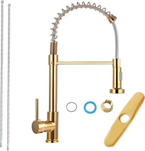 Kitchen Faucets Gold Kitchen Faucet with Pull Down Sprayer RV Kitchen Sink Faucet Stainless Steel Kitchen Faucet Single Hole Kitchen Faucet Sprayer Gold Sink Faucet Kitchen Modern Tall Kitchen Faucet in Saudi Arabia
