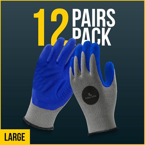 12 Pairs & 120 Pairs Blue Latex Coated, Gardening Gloves, Work Gloves, Double dipped, Textured Grip Gloves in Saudi Arabia