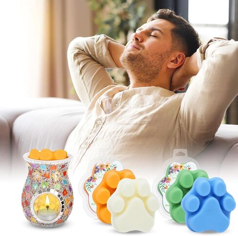 25 Pack Cat's Claw Shaped Wax Melt Clamshells with 25 Labels, Cavity Cubes Plastics Clam Shells for Wax Cubes, Clear Empty Cube Tray Molds for Wickless Tarts Candles in Saudi Arabia