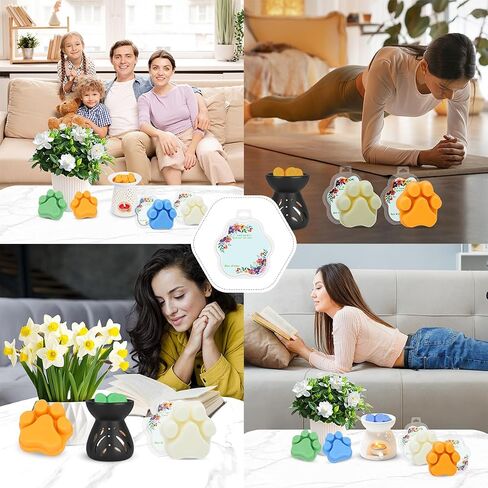 25 Pack Cat's Claw Shaped Wax Melt Clamshells with 25 Labels, Cavity Cubes Plastics Clam Shells for Wax Cubes, Clear Empty Cube Tray Molds for Wickless Tarts Candles in Saudi Arabia