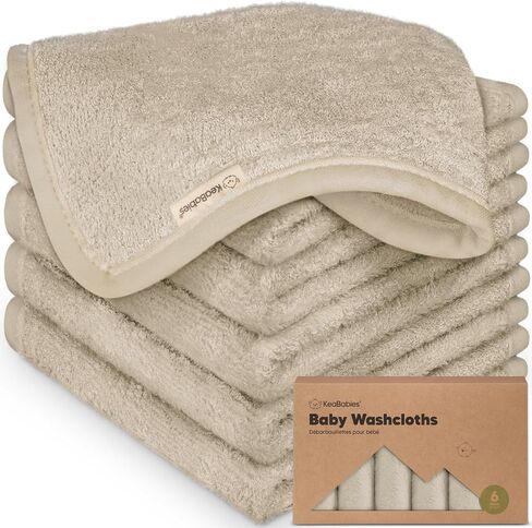 6-Pack Baby Washcloths, Soft Absorbent Washcloths for Face, Body (White) | Viscose from Bamboo Washcloths, Baby Towels, Newborn, Kids, Toddlers, Infant, Gentle on Sensitive Skin, 10x10, Reusable in Saudi Arabia