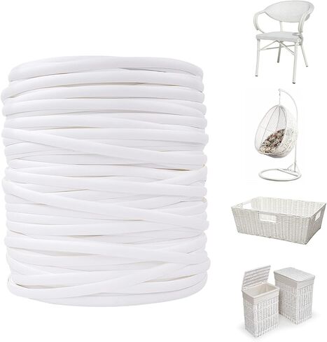 Wicker Repair Material， Flat Synthetic Rattan Weaving Material Plastic Rattan for Knit and Repair Chair Table,Storage Basket,Ect (White A) in Kuwait