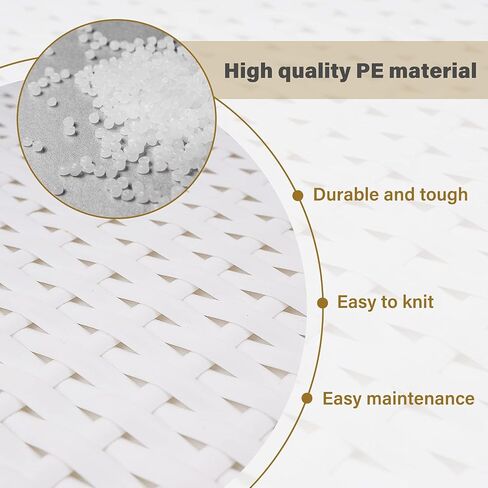 Wicker Repair Material， Flat Synthetic Rattan Weaving Material Plastic Rattan for Knit and Repair Chair Table,Storage Basket,Ect (White A) in Kuwait
