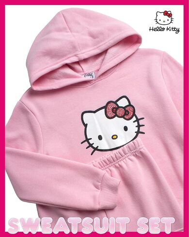 Hello Kitty Girls Pants Set - 2 Piece Girls Sweatshirt Hoodie and Cargo Sweatpants Matching Set with Pockets (2T-12) in Kuwait