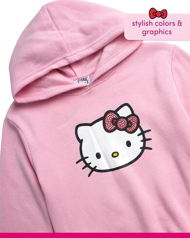 Hello Kitty Girls Pants Set - 2 Piece Girls Sweatshirt Hoodie and Cargo Sweatpants Matching Set with Pockets (2T-12) in Kuwait