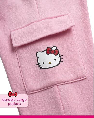 Hello Kitty Girls Pants Set - 2 Piece Girls Sweatshirt Hoodie and Cargo Sweatpants Matching Set with Pockets (2T-12) in Kuwait