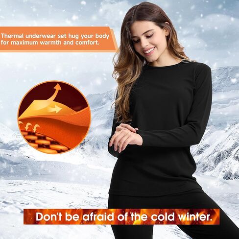 ملابس داخلية حرارية رائعة من بامبو للنساء، مجموعة علوية وسفلية حرارية للنساء من الطبقة الأساسية in Kuwait