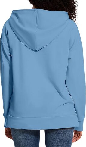 CNFUFEN Women's Loose Hoodie Sweatshirts Casual Long Sleeve Solid Color Fall Sweaters Drawstring Side Slit Pullover Tops in Saudi Arabia