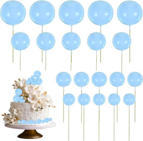 20 Pcs Ball Cake Topper, Gold Balls for Cake Decorating Cake Toppers Happy Birthday DIY Cake Insert Topper Ball Cake Picks for Wedding Anniversary Birthday Cake Decorations (4 Sizes) in Saudi Arabia