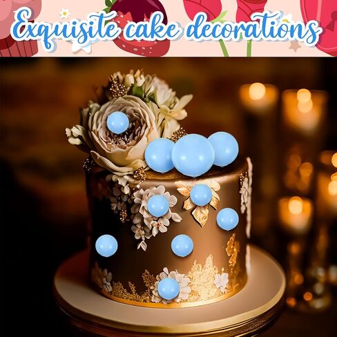 20 Pcs Ball Cake Topper, Gold Balls for Cake Decorating Cake Toppers Happy Birthday DIY Cake Insert Topper Ball Cake Picks for Wedding Anniversary Birthday Cake Decorations (4 Sizes) in Saudi Arabia